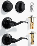 Keyed Alike Exterior Door Handle Lock Set with Deadbolt, Matte Black