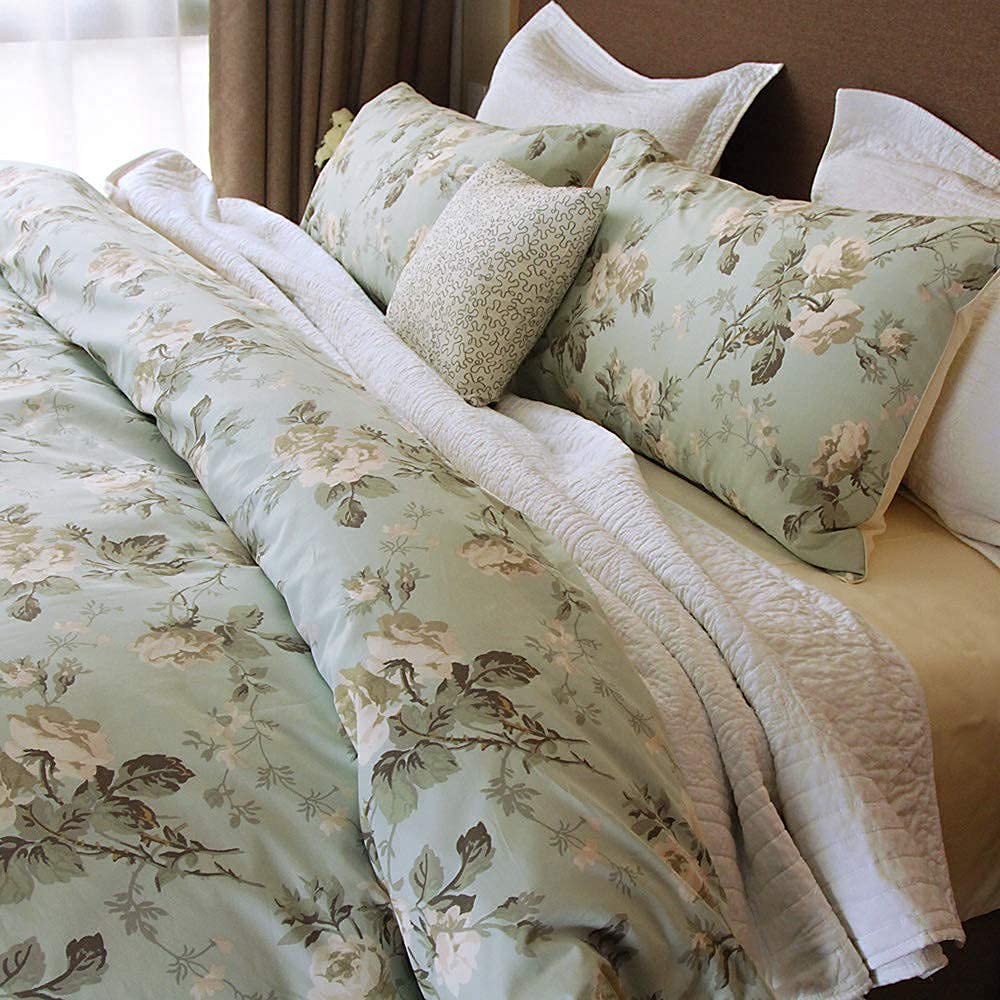 French Country Garden Toile Floral Duvet Cover Bedding Set Cotton Asian Style Tapestry Chinoiserie Peony
