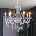 Contemporary Eight-Light Candle Chandelier with Crystal Accents