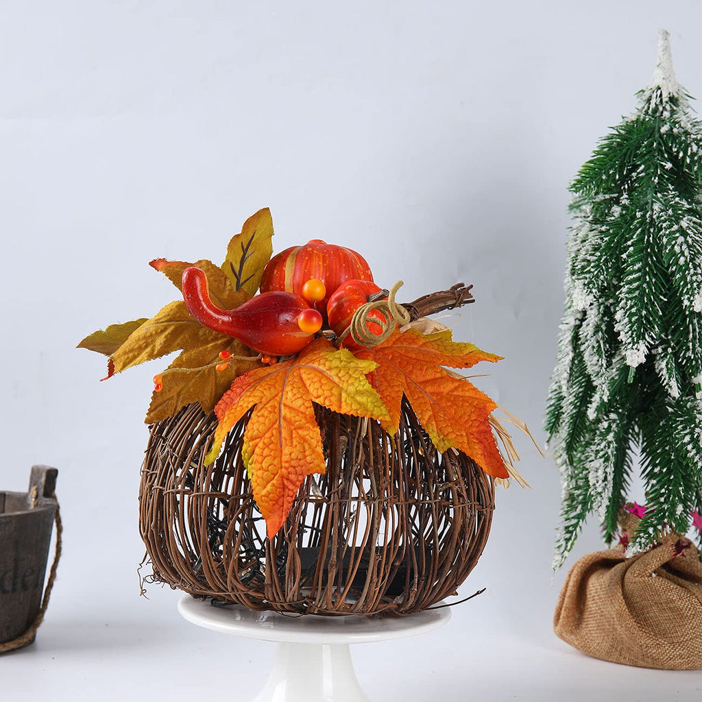 8 Inch Lighted Pumpkin Fall Decor - LED Thanksgiving Decoration