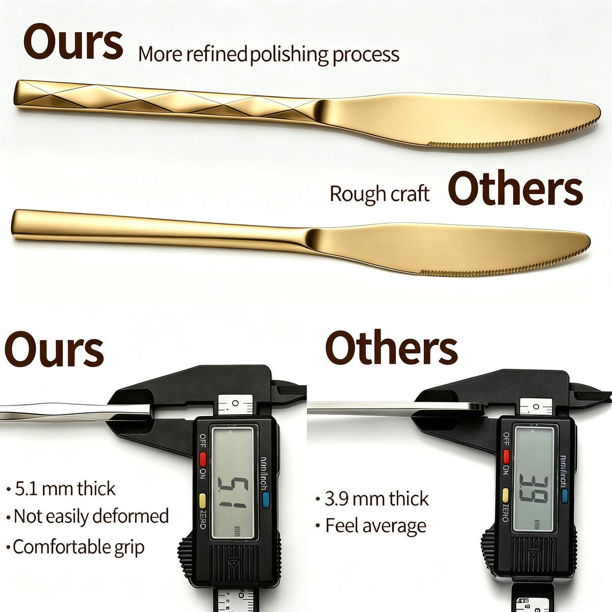 Gold Silverware Set, 5 Piece Flatware Set Dinner Eating Utensils Set
