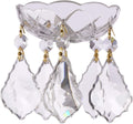 Asfour Crystal 1 Piece - 4-Inches, 5 Side Holes 30% Lead Crystal Chandelier Bobeche Clear with Gold Pin Plus French Cut