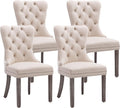 Velvet Dining Chairs Set of 4, Upholstered High-end Tufted Dining Room Chair with Nailhead Back Ring Pull Trim
