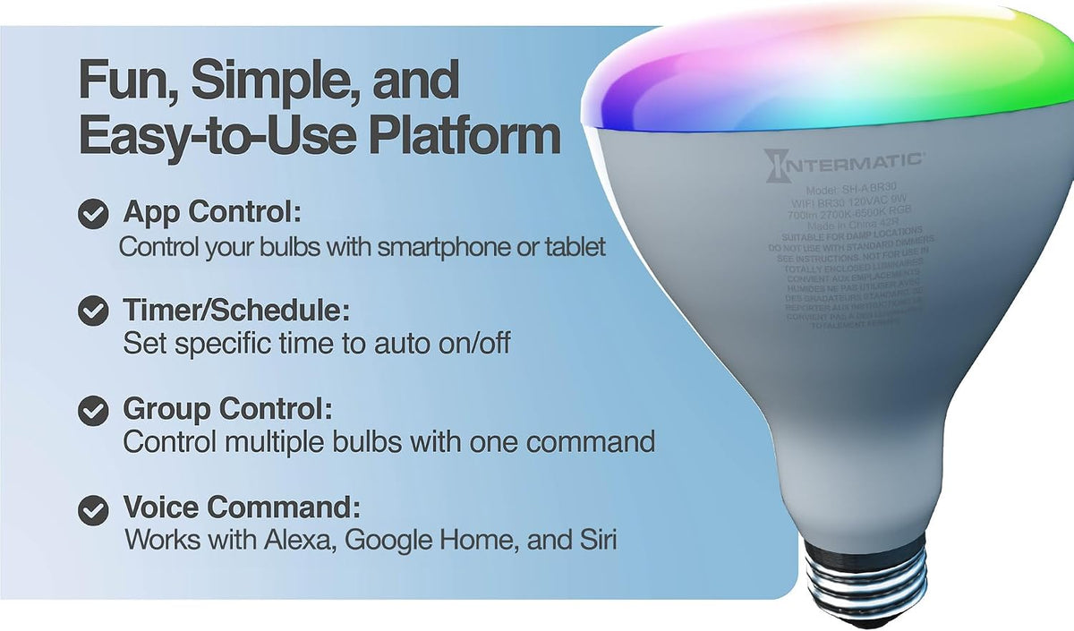BR30 Wi-Fi Smart Bulb, 750 Lumens - Voice Controlled RGB Color Changing LED, Compatible with Alexa & Google Home
