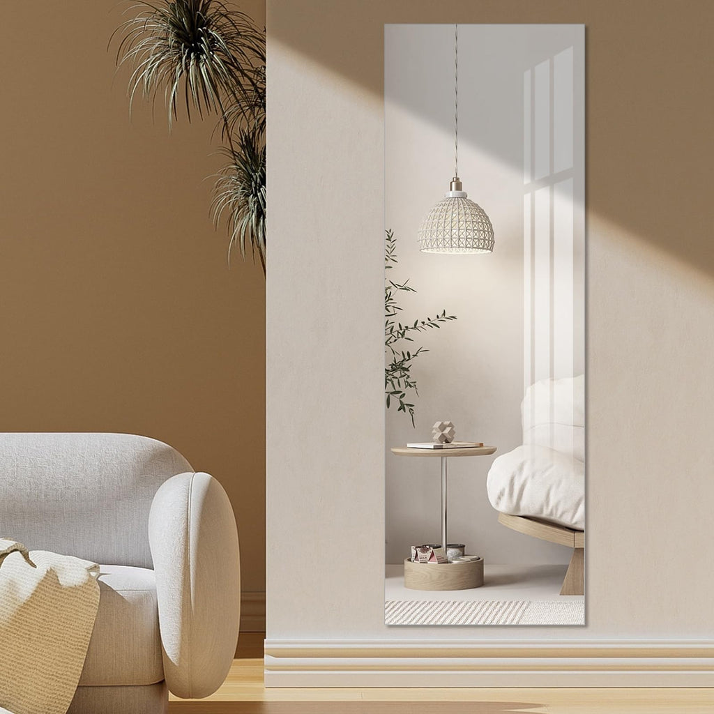 Full Length Mirror,47.25x15.75 Inch Acrylic Shatterproof Soft Mirrors, Non-Glass Wall-Mounted Fitness Mirror