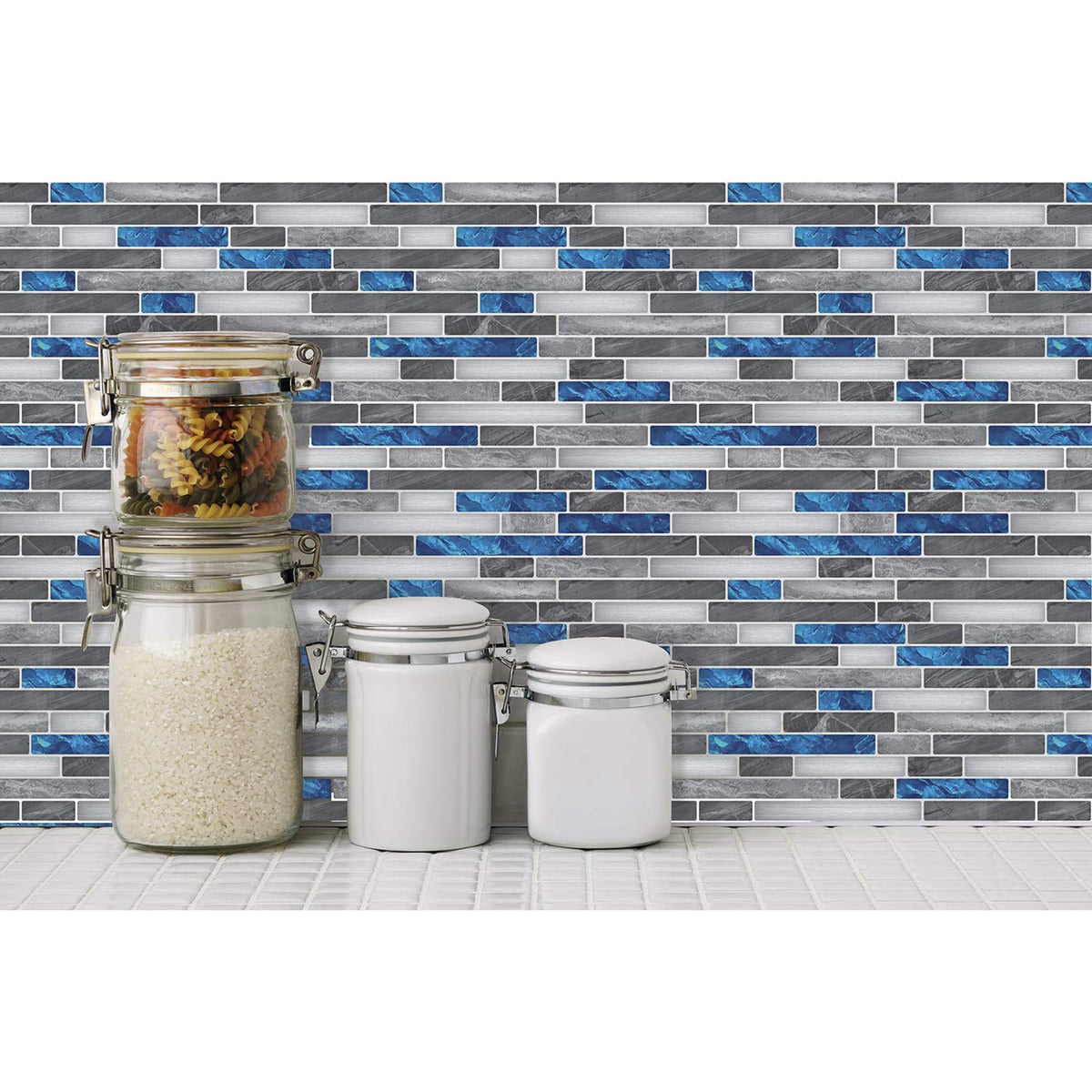 Peel and Stick Stone Wall Tile, 12 x 12 in, 10-Sheet, Blue Marble
