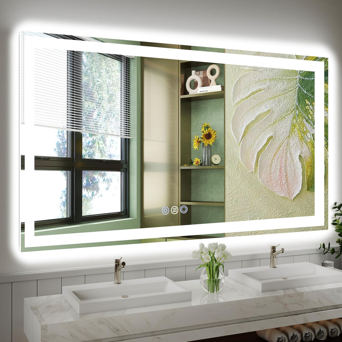 60x36 LED Bathroom Mirror, 6000LM, Separate Front and Back Lights