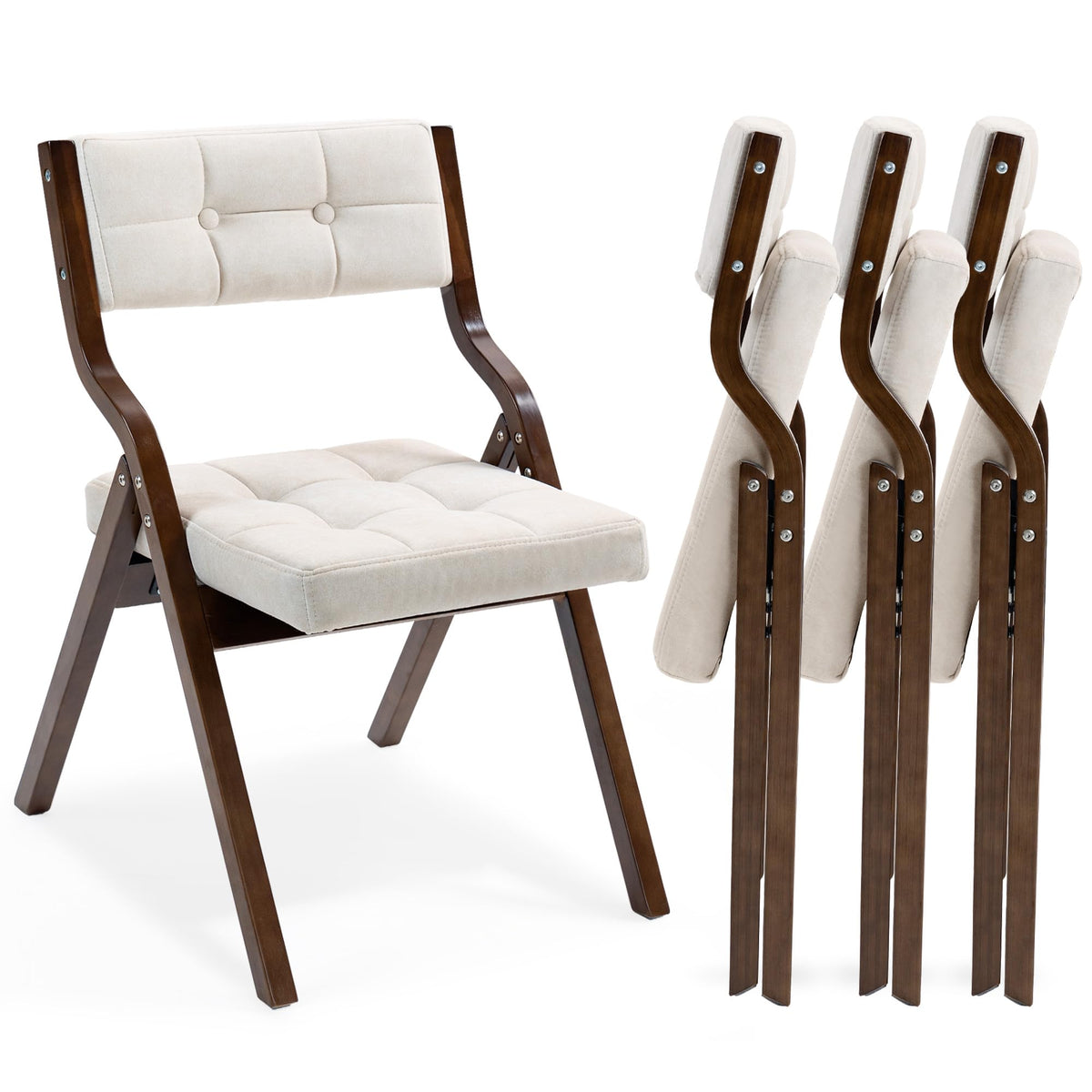 Folding Chair with Cushion, Padded Folding Chair, 4 Pack