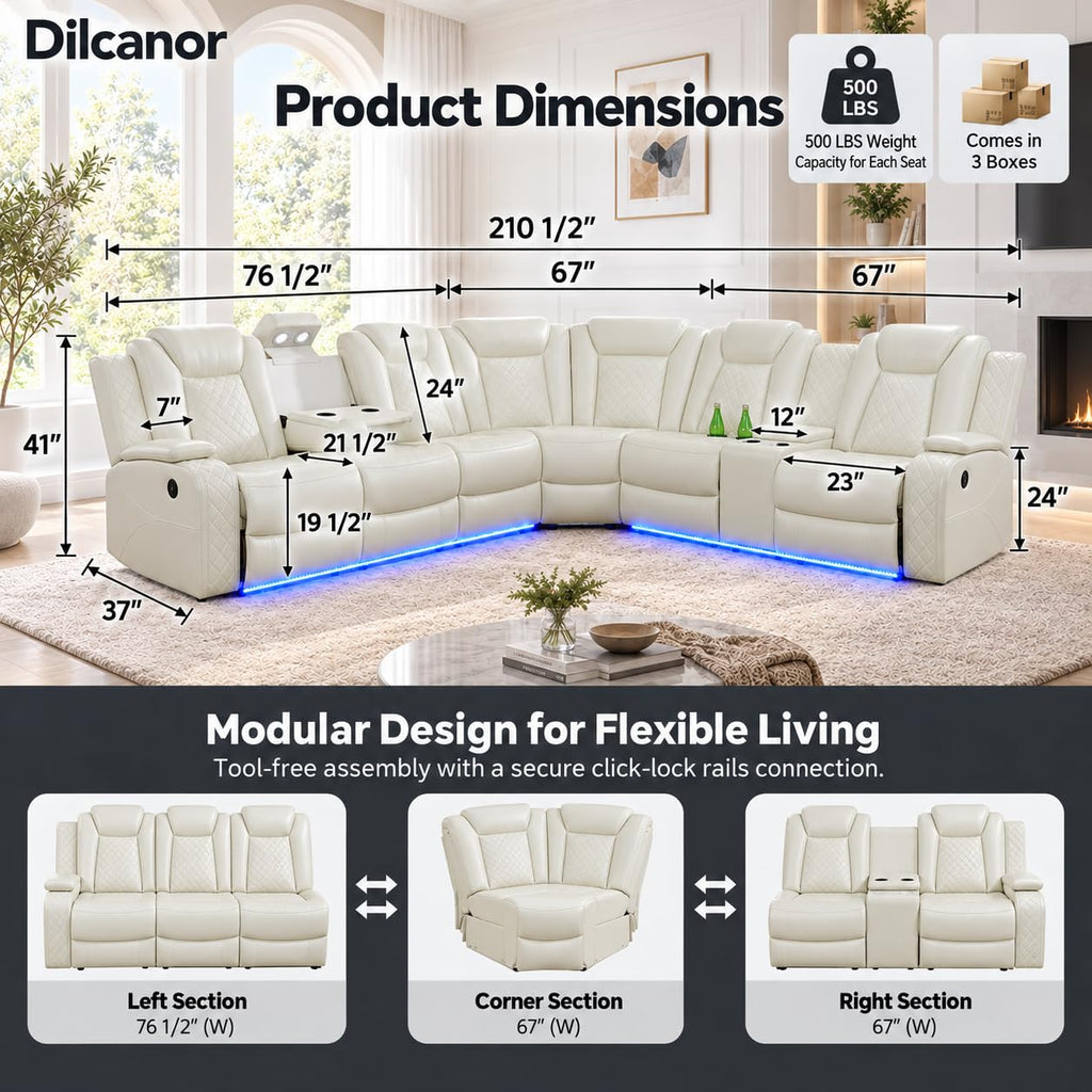 8-Seater Power Reclining Sofa Set