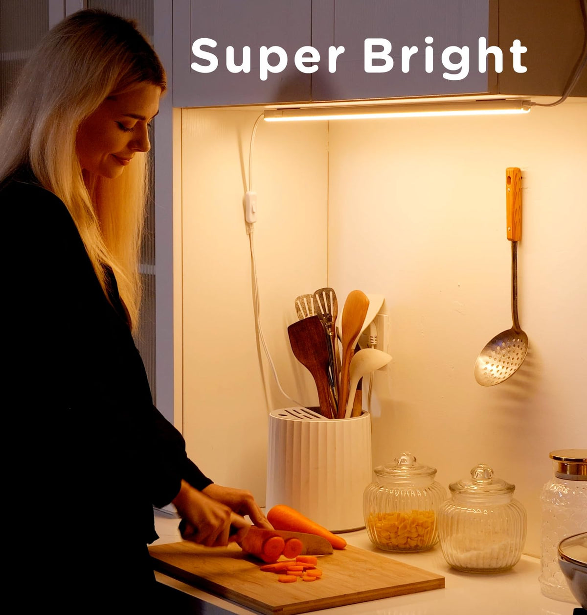 Under Cabinet Lighting Plug in AC120V 3CCT 3000/4000/5000K,Super Bright,Linkable Under Counter Lights,Ultra Slim LED