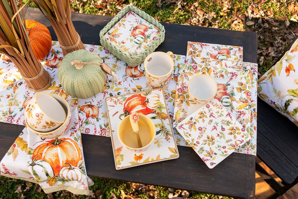 Ceramic Bowl and Spreader Set Fall Thanksgiving Serving Set, 14-Ounce, Pumpkin Love