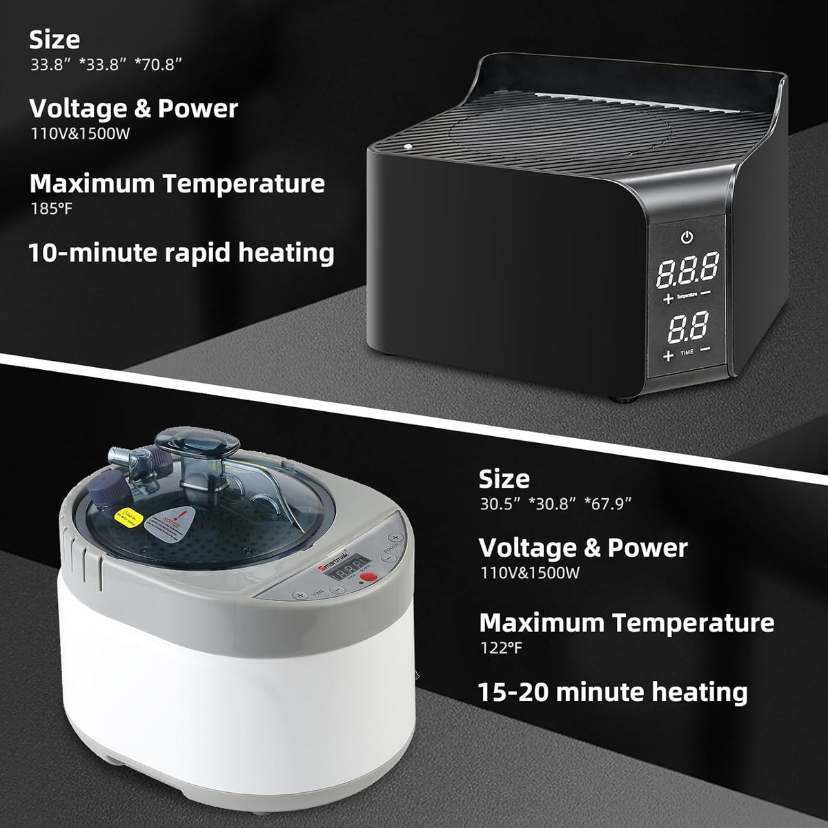 Smartmak Portable Hot Air Sauna, 1 Person Dry Sauna Tent, Home Indoor Sauna Box, 1500W & 149°F Hot Air Sauna