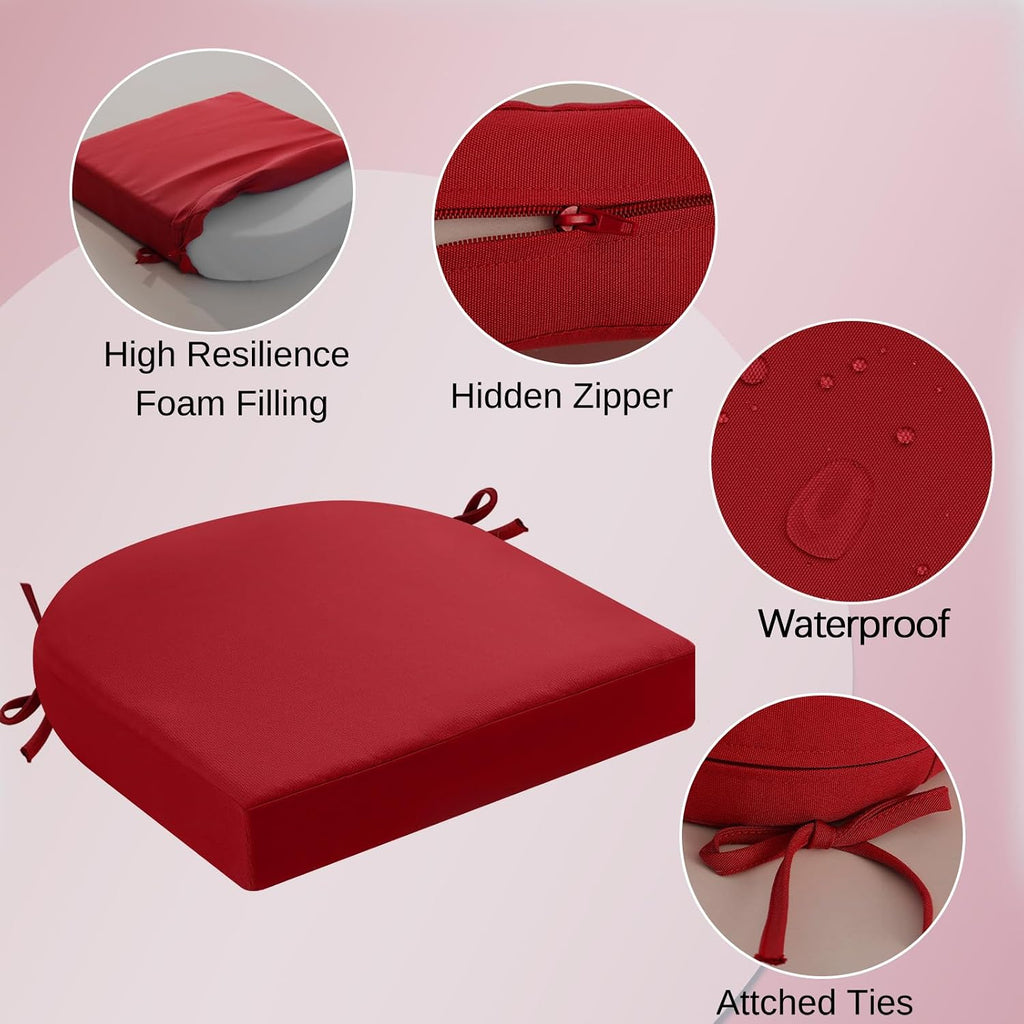 Outdoor Chair Cushions Set of 4, 17 x 17 Outdoor Seat Cushions