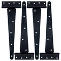 Heavy Duty T Hinge Tee T Strap Shed Gate Barn Fence Door Hinge Wrought Rustproof All Size Black (4 pcs, 12 inch)