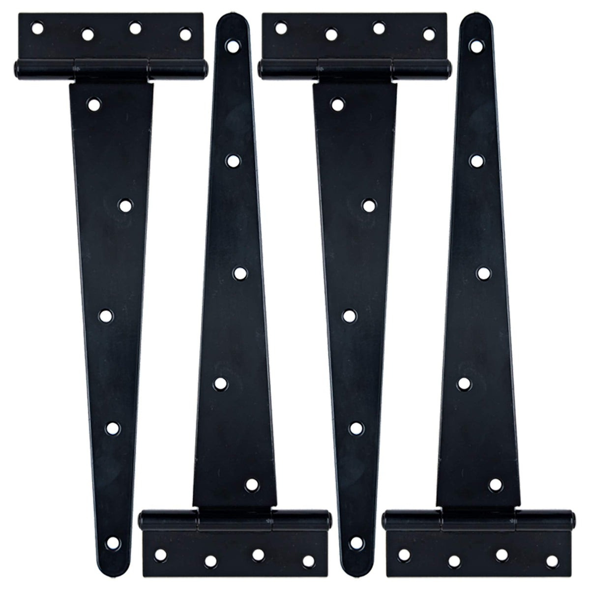 Heavy Duty T Hinge Tee T Strap Shed Gate Barn Fence Door Hinge Wrought Rustproof All Size Black (4 pcs, 12 inch)