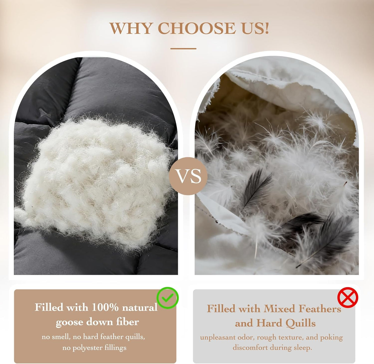Goose Down Fiber Comforter - All Season Naturally Breathable Down Comforters
