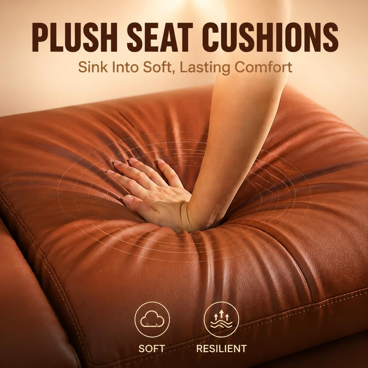 3-Piece Faux Leather Couches with Metal Feet & Padded Armrests Easy Clean