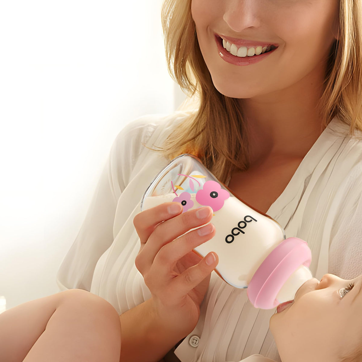 Natural Glass Baby Bottles, 5.4oz Multicolored 4‐Pack