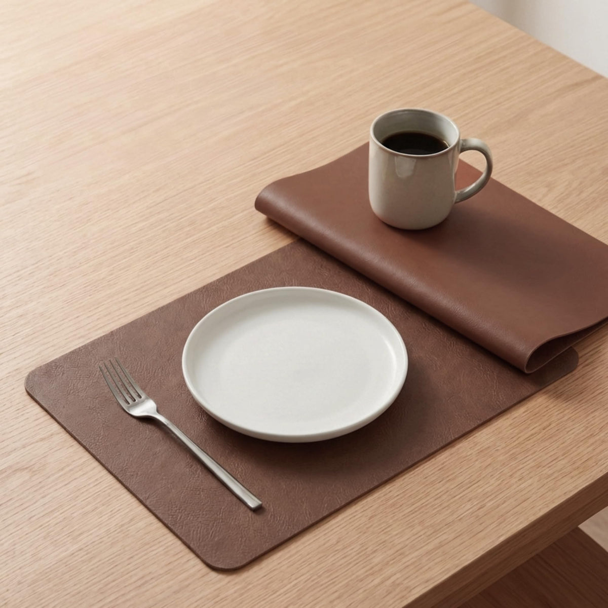 Faux Leather Placemats Set of 6, Walnut Brown