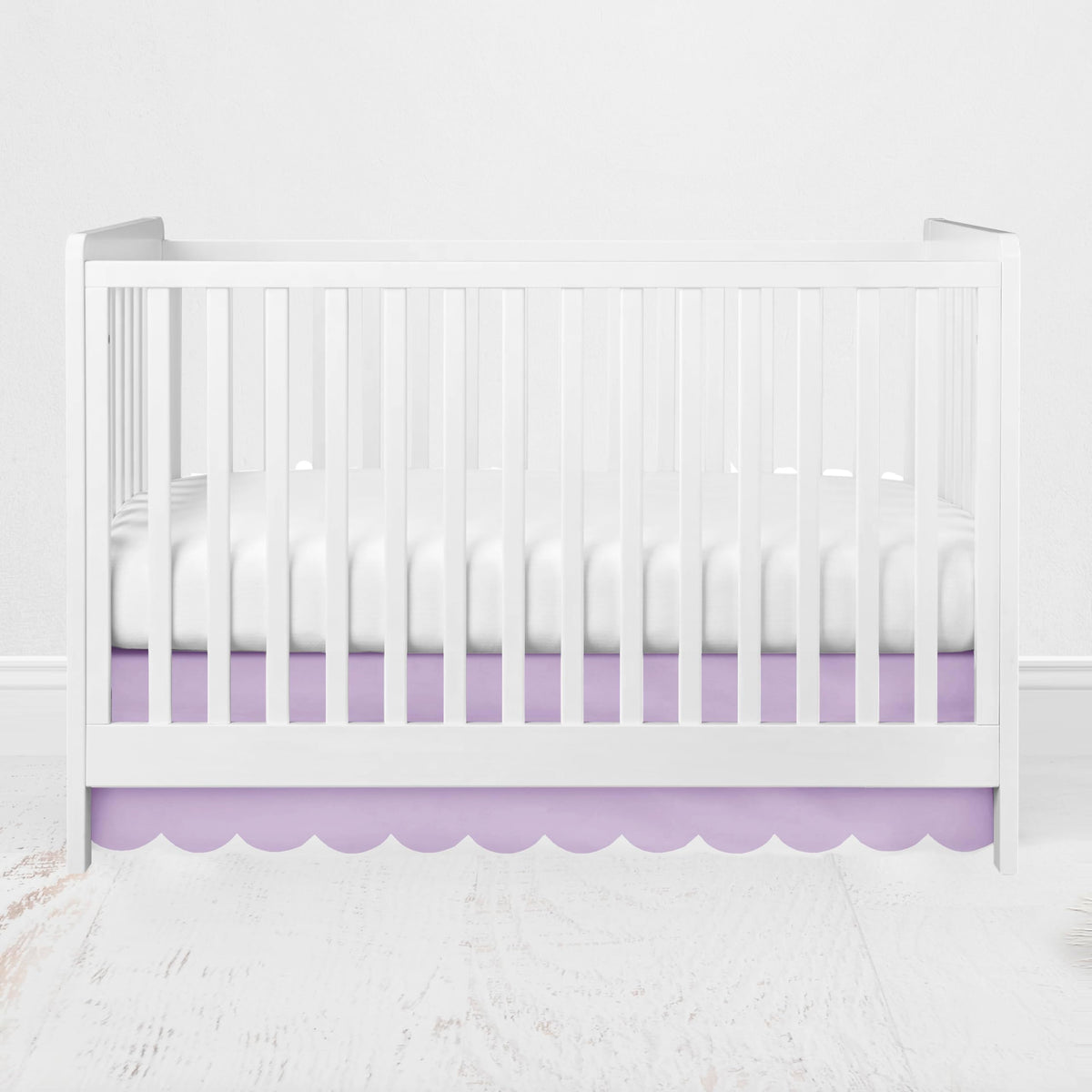 Scallop Bottom Tailored Crib or Toddler Bed Skirt, Lilac