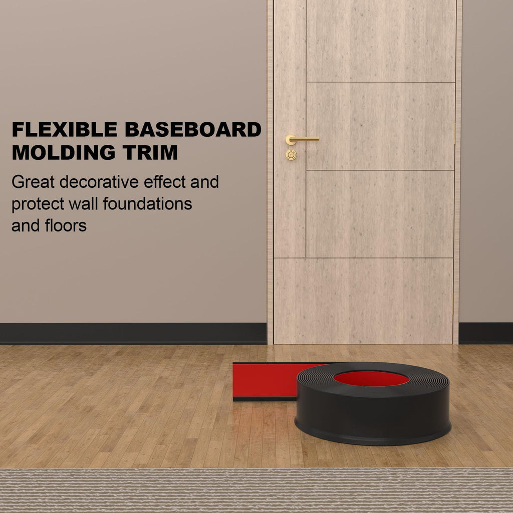 Peel and Stick Vinyl Baseboard Trim, 4 in x 200 ft Vinyl Wall Base, Black