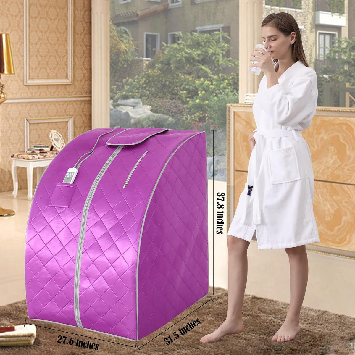 Smartmak Far Infrared Sauna, One Person at Home Portable Full Body SPA Tent with Heating Foot Pad and Portable Chair