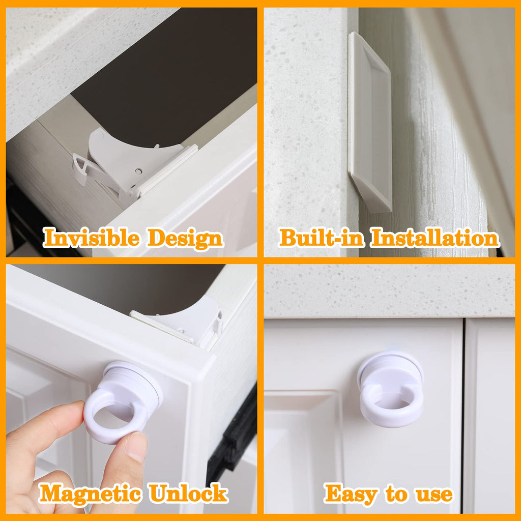 4 Sets Magnetic Cabinet Lock Key Baby Safety Proofing Child Magnet