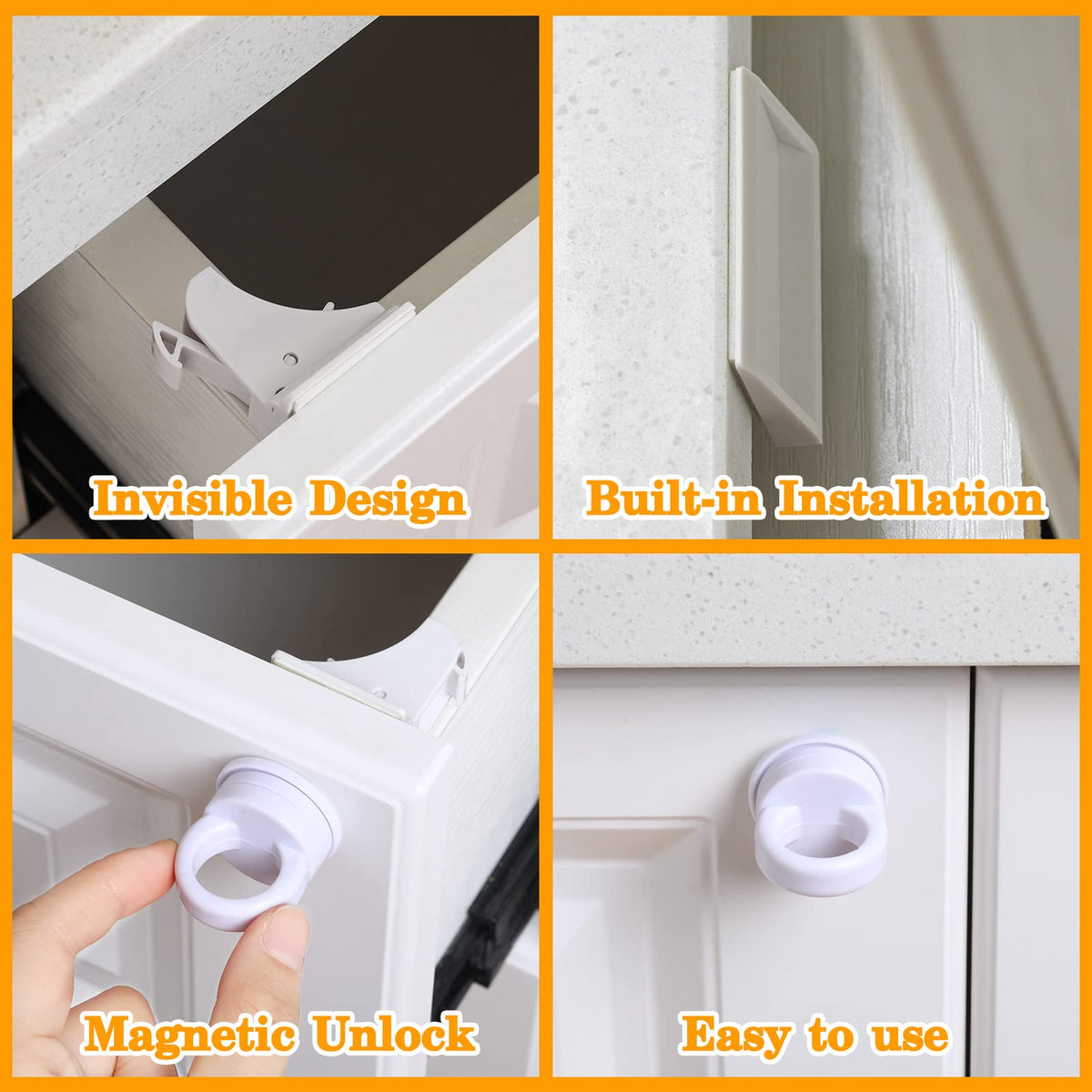 4 Sets Magnetic Cabinet Lock Key Baby Safety Proofing Child Magnet