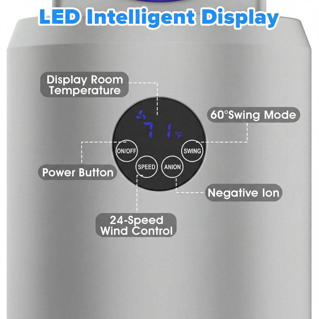 38" Bladeless Tower Fan , Quiet Standing Floor Fans