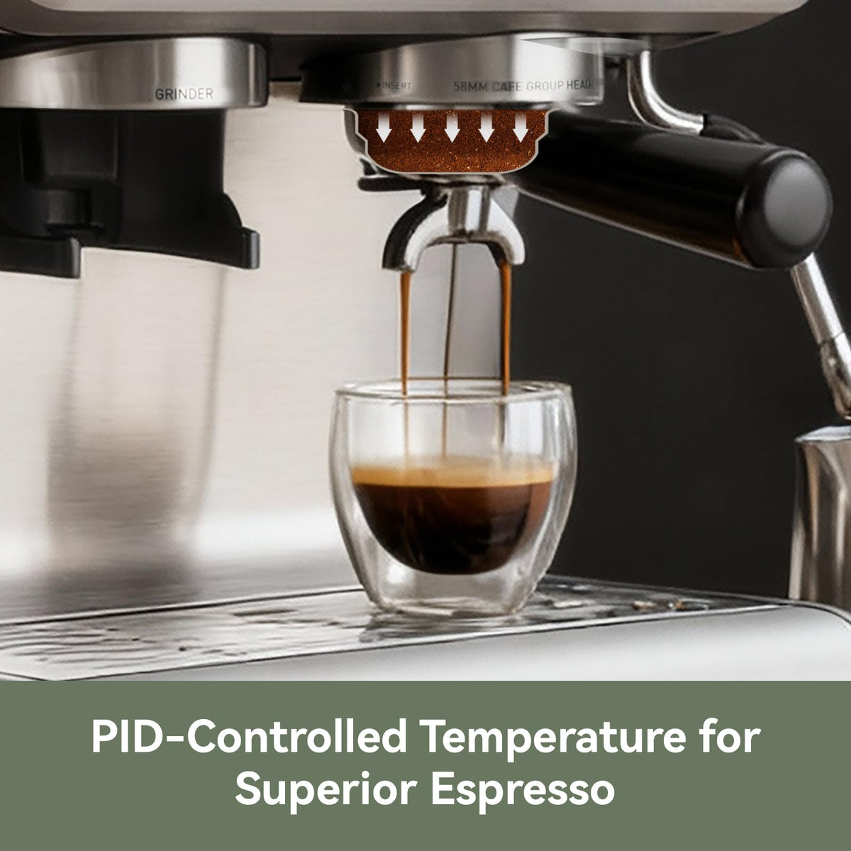 Dual Boiler Espresso Machine With Built-In Grinder & 58mm Portafilter