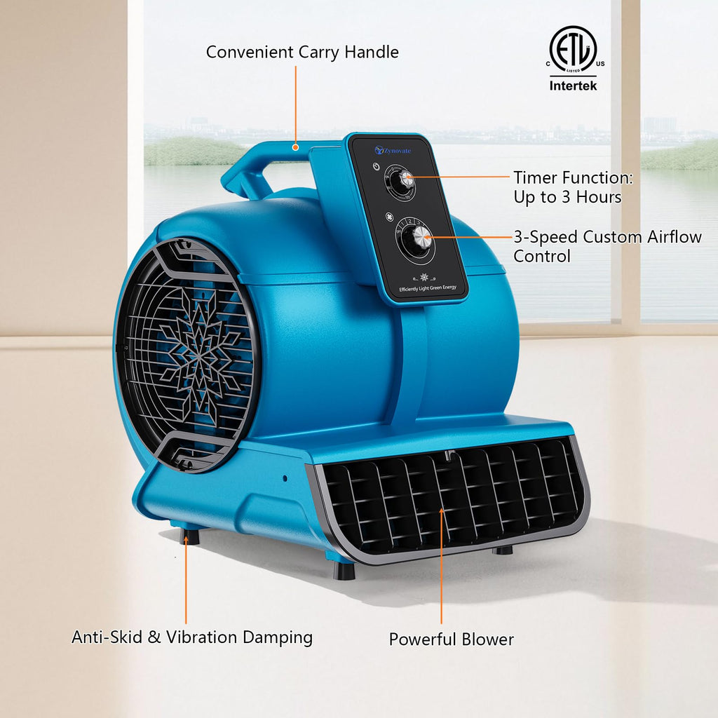 Air Mover 1/2 HP 2600 CFM Air Blower Fan, Carpet Dryer, Floor Dryer Fan