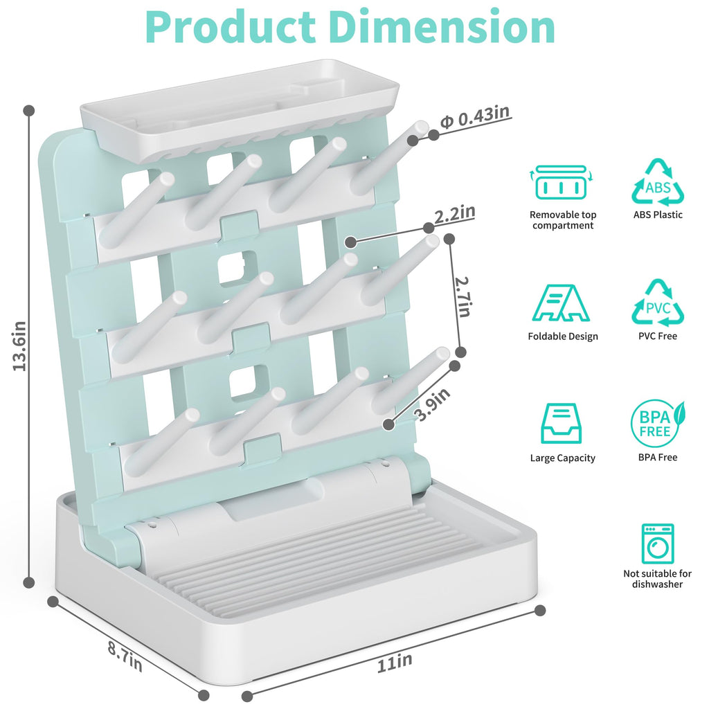 Baby Bottle Drying Rack, Vertical Standing Bottle Dryer Rack Holder-Space Saving Baby Bottle Drying Rack for
