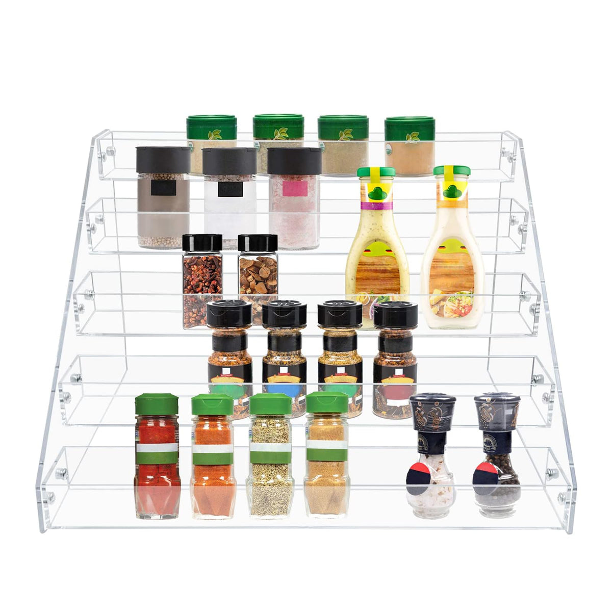 Clear Acrylic Spice Rack for Countertops- 5 Tier