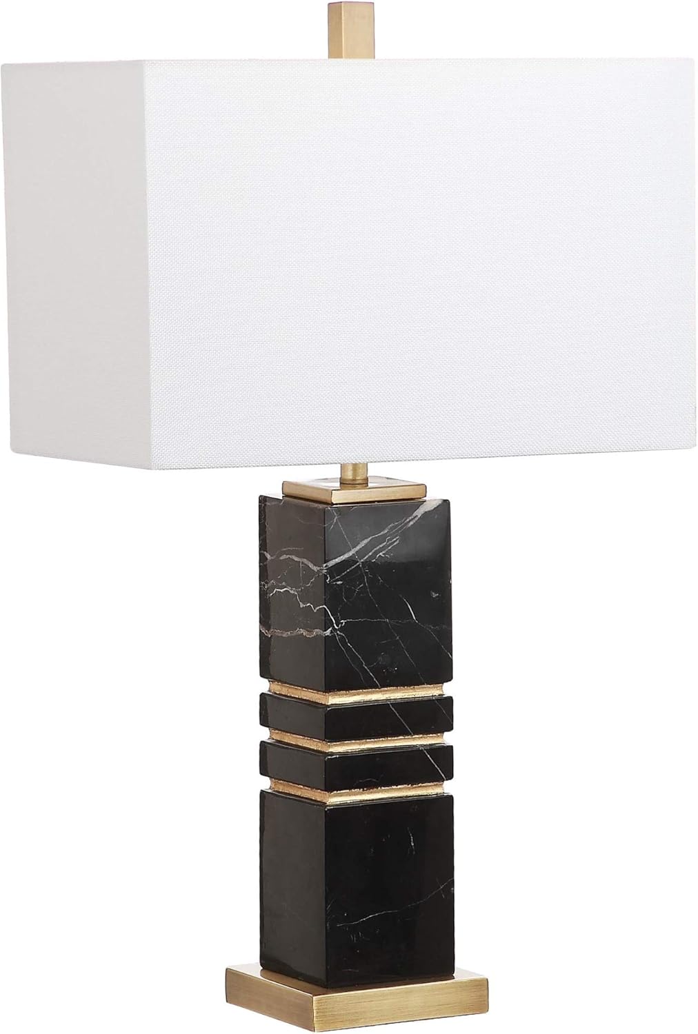 Jaxton Modern Black/ Gold Marble 28-inch Bedroom Living Room Home Office Desk Nightstand Table Lamp (LED Bulb Included)