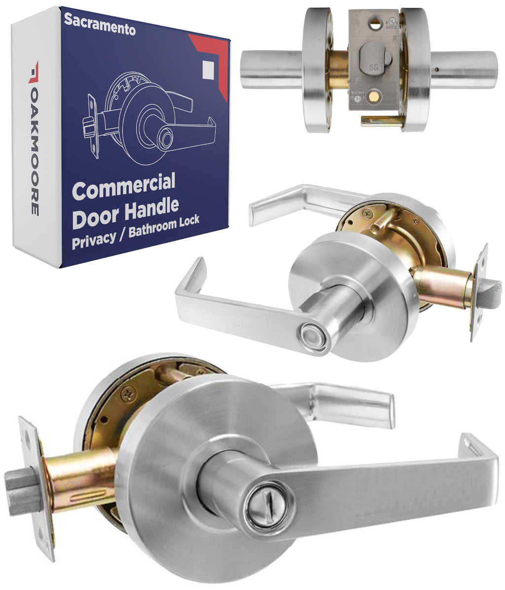 Commercial Bathroom Door Handle with Lock | Privacy Commercial Door Locks | Grade 2 Restroom Door Handle Lever | s &