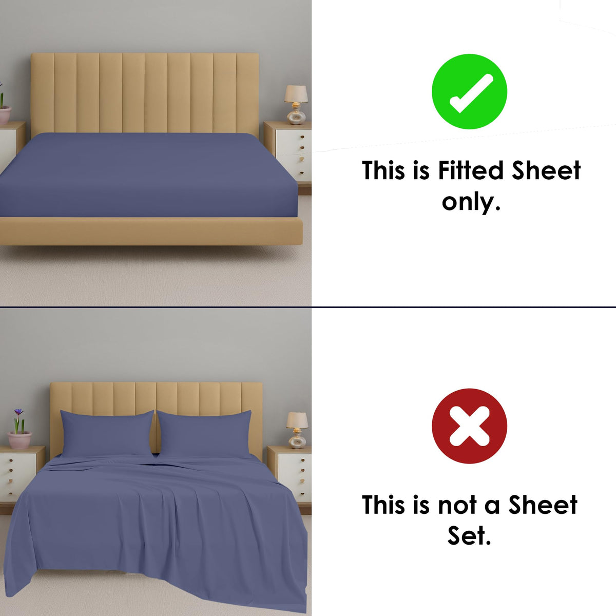 108′′W × 80′′L 1Pc Short Alaskan King Fitted Sheet Only 100% Egyptian Cotton - 600 TC Fits 15" Deep Pocket - Soft