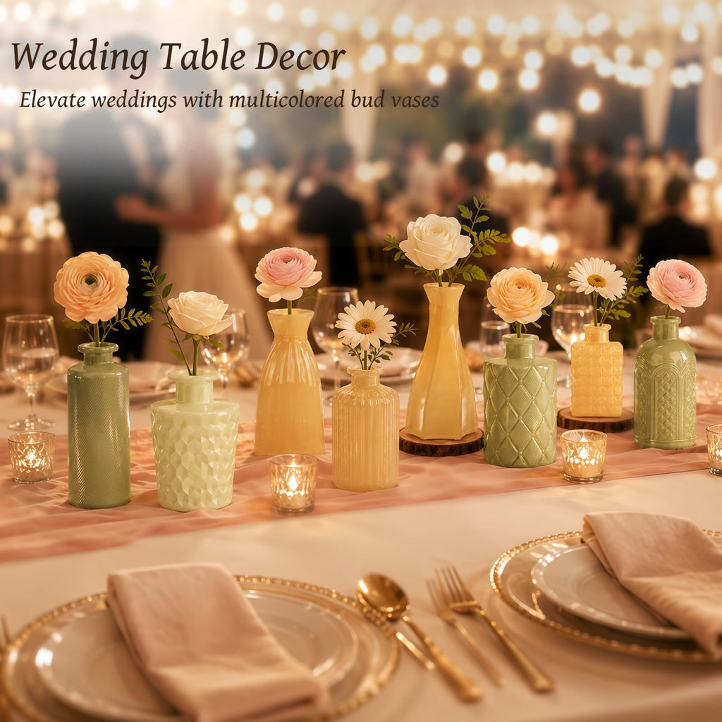 24 Pcs Colorful Glass Bud Vase Set, Small Flower Vases