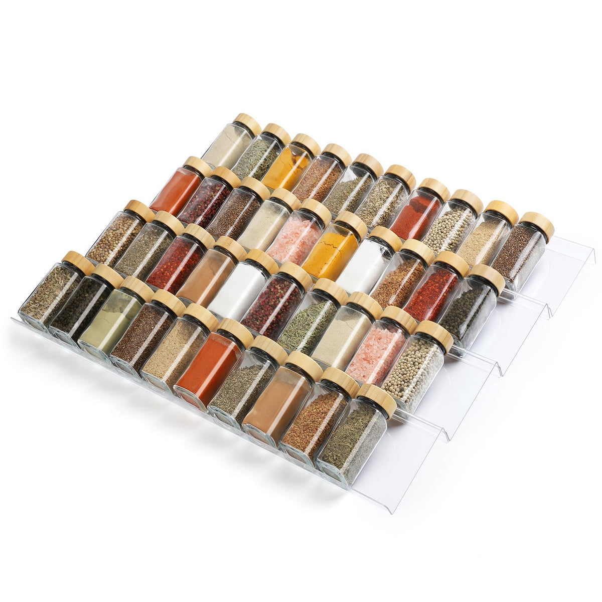 Spice Drawer Organizer 4 Tier, Acrylic Seasoning Organizer Rack, Large