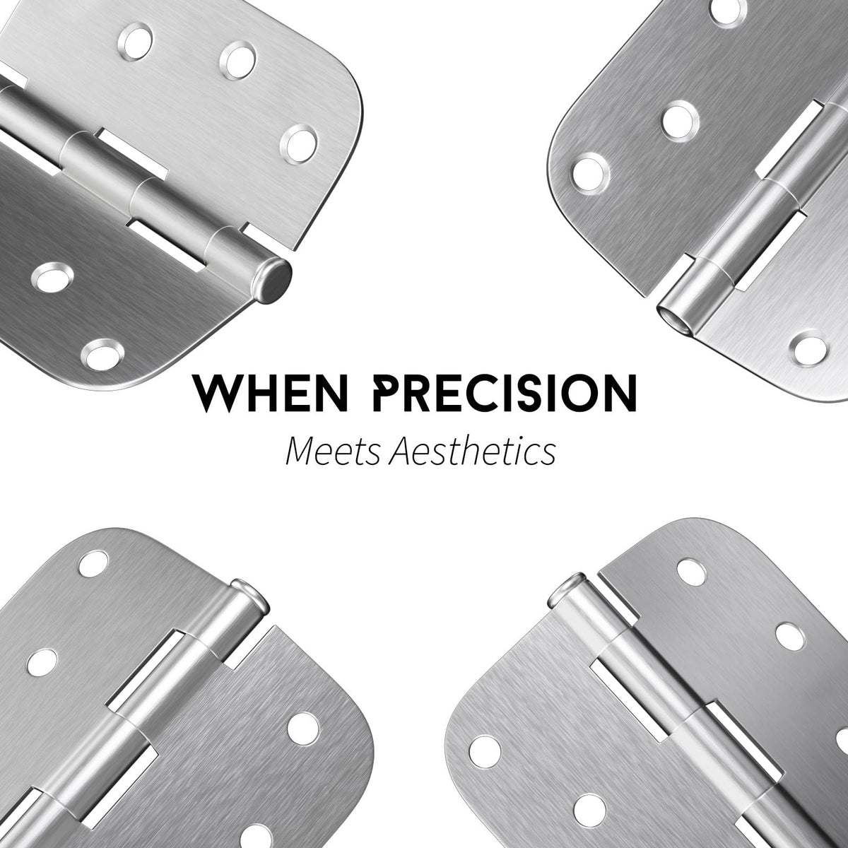 4 inch Brushed Nickel 12 Pack Door Hinges, 5/8" Radius Corners