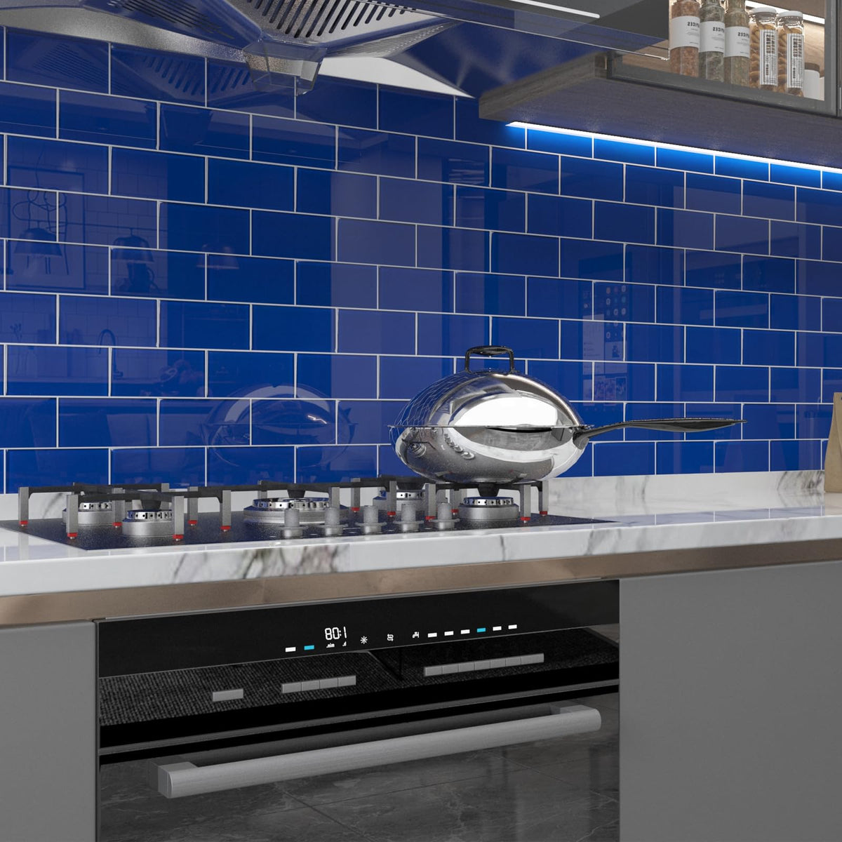 Glass Subway Tile 3 x 6 Inch Cobalt Blue Backsplash Bathroom Wall Pack of 32 Sheets