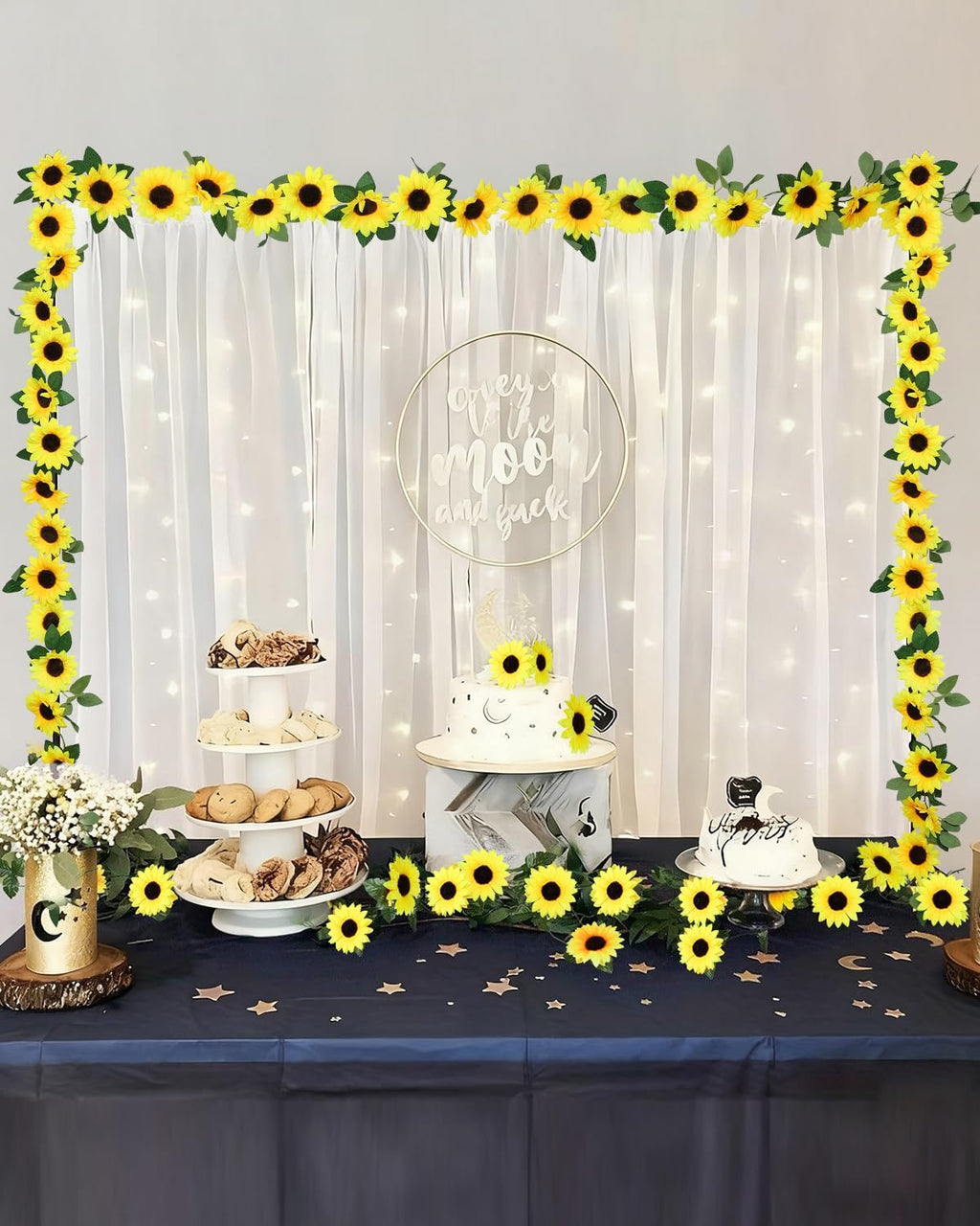3pcs Artificial Sunflower Garland, Yellow