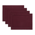 Cotton Linen Placemats Wine Hemstitch, 14 x 19 in, Set of 4