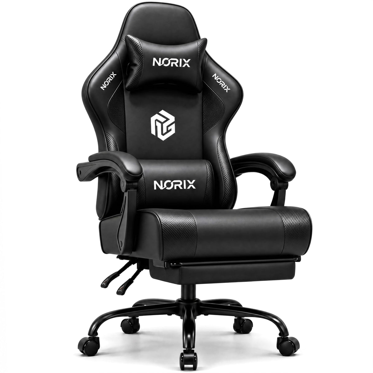 Video Gaming Chair for Adults with Footrest, Ergonomic Computer Chair, Black
