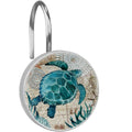 12pcs Ocean Turtles Shower Curtain Hooks, Retro Turtles Decorative Shower Curtain Hanger Rings Roller, Stainless