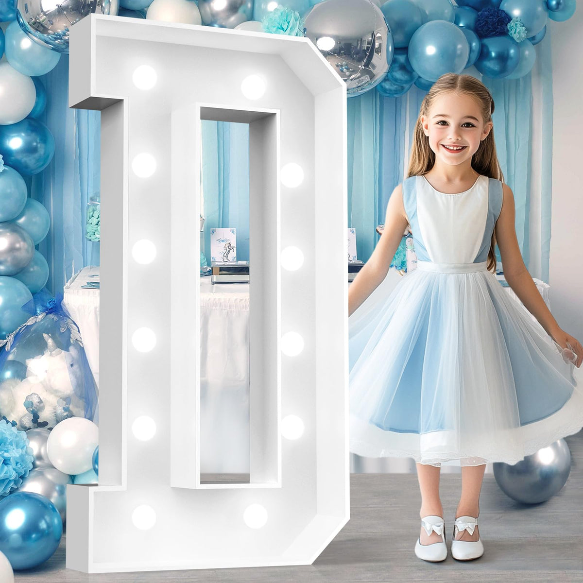 Easy-Assemble 4FT Cool White Marquee Light Up Letter D
