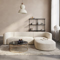 Mellow Modern Tight Curved Back Velvet Sofa, Right Chaise, Cream