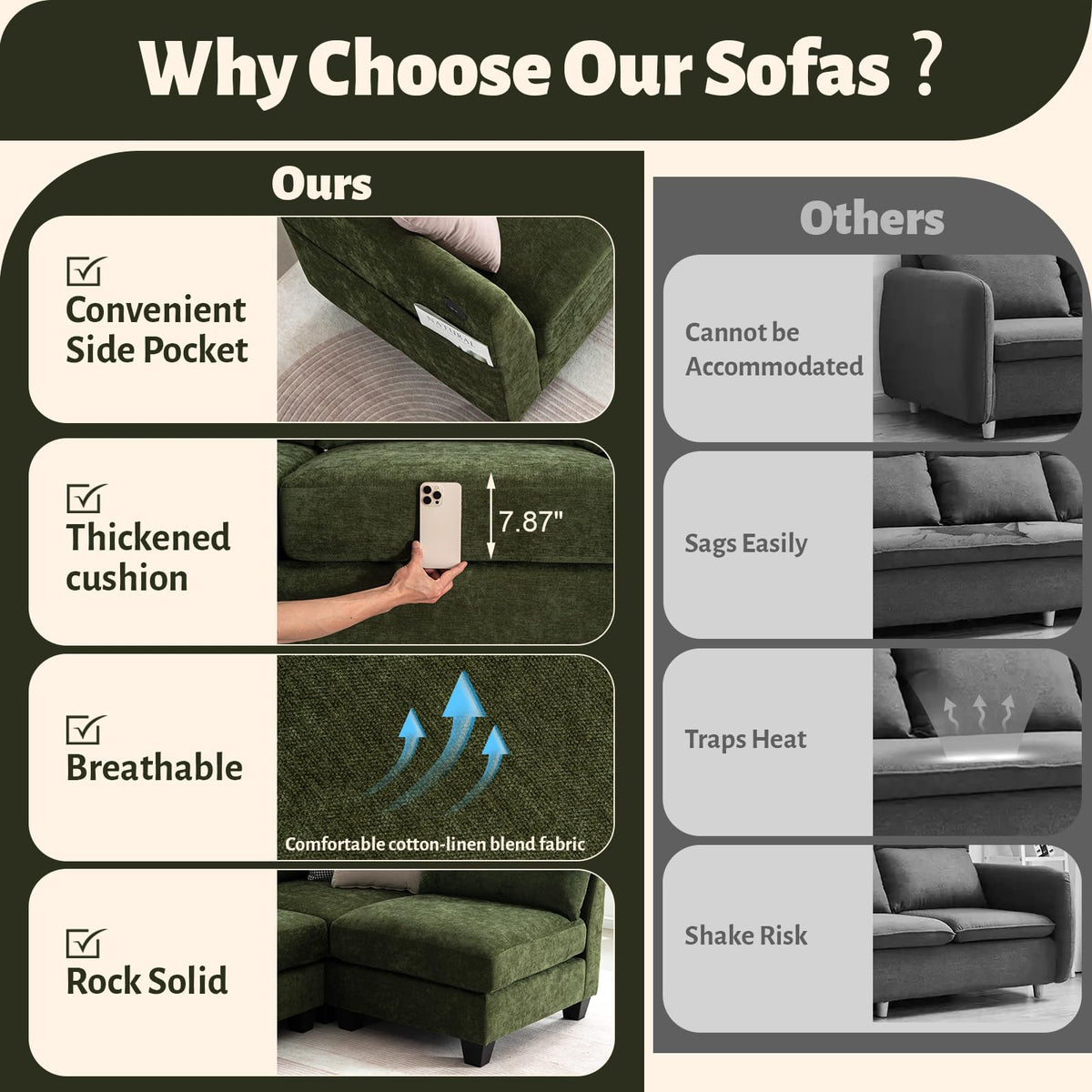 136" U Shaped 8 Seater Modular Sectional Sofa with Cup Holders