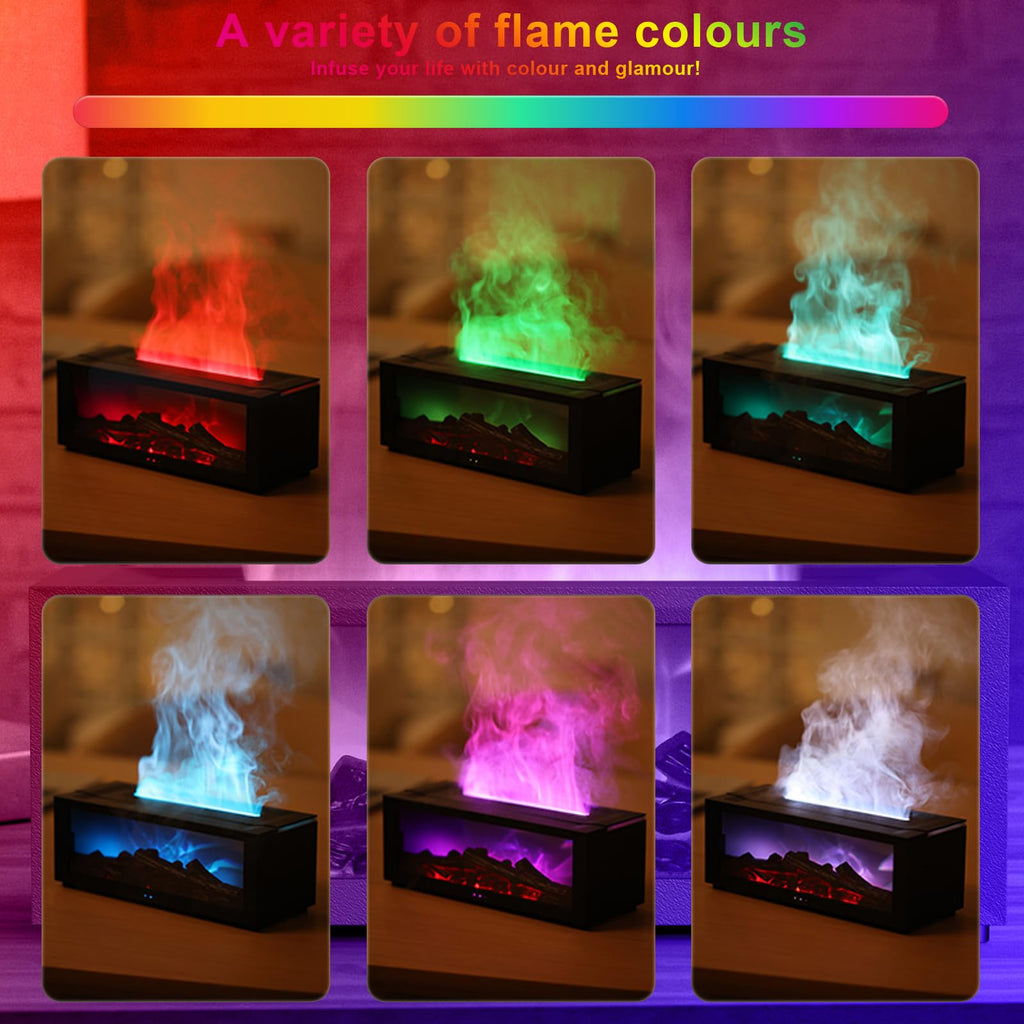 Fireplace Essential Oil Diffuser, 150ml Aromatherapy Diffuser, Ultrasonic Cool Mist Humidifier, 7 Colors Firelight