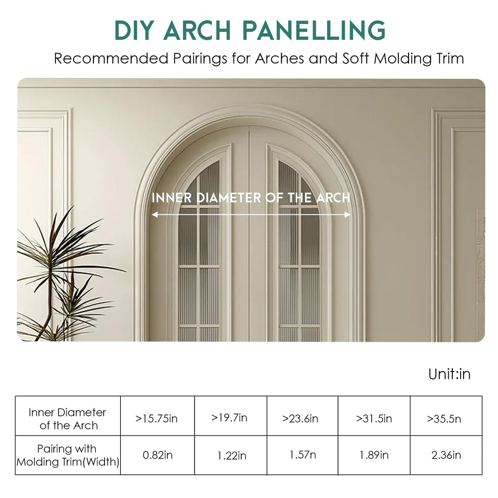 10FT Matte Foaming Peel and Stick Wall Molding Trim, DIY Arch Paneling Self-Adhesive Flexible Paintable Chair Rail