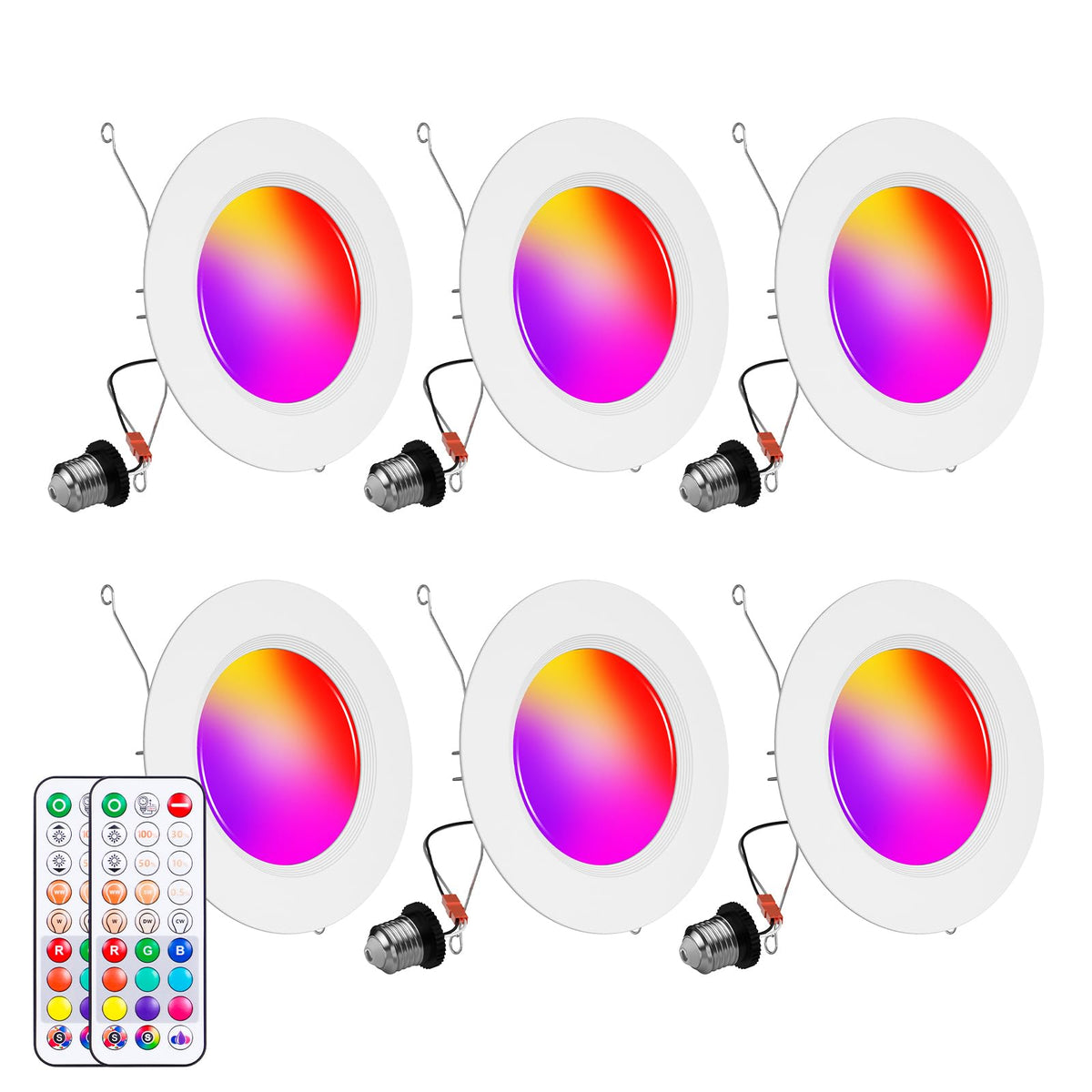 Recessed Lighting 5/6 Inch, 6Pack Color Changing LED Can Lights for Ceiling, 13W 1050LM Retrofit Recessed Lights